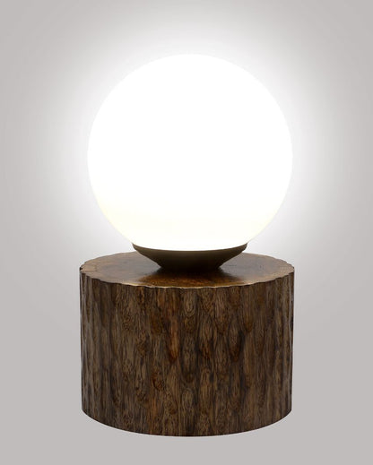 Artisan Finish Wooden Table Lamp with Glass Shade | Bulb Not Included | 6 x 10 inches