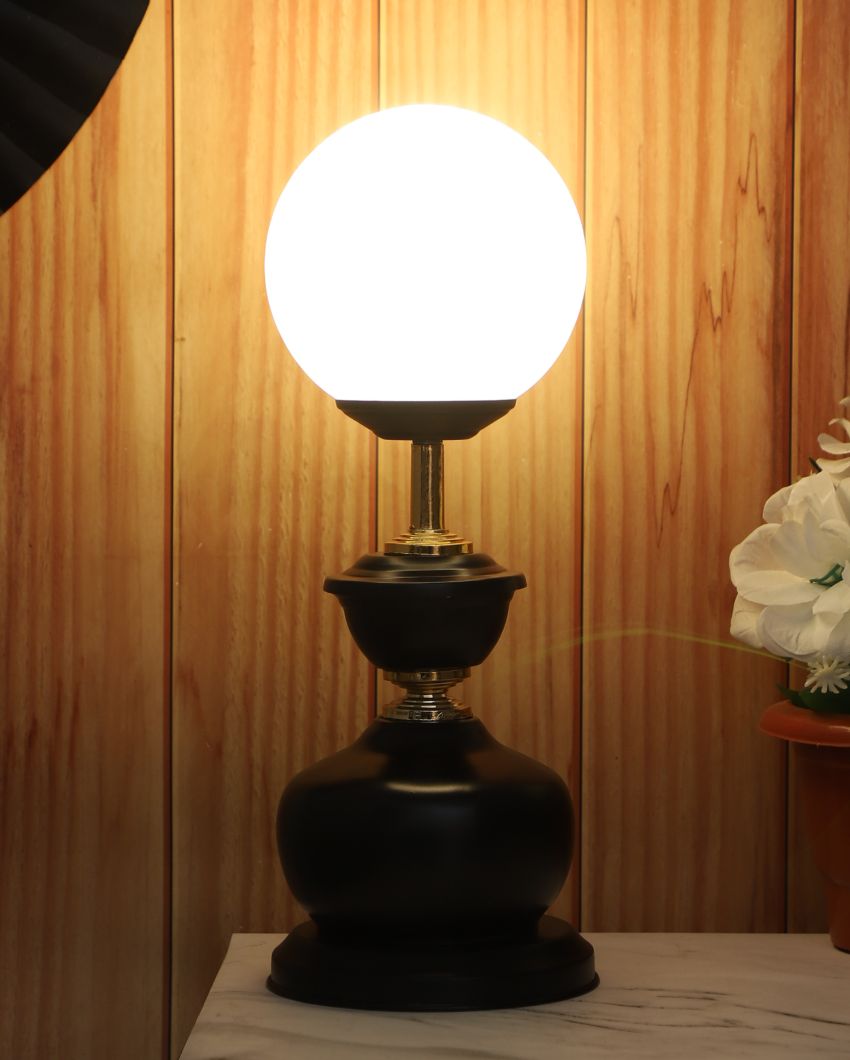 Iron Table Lamp with Glass Shade | Bulb Not Included | 6 x 17 inches