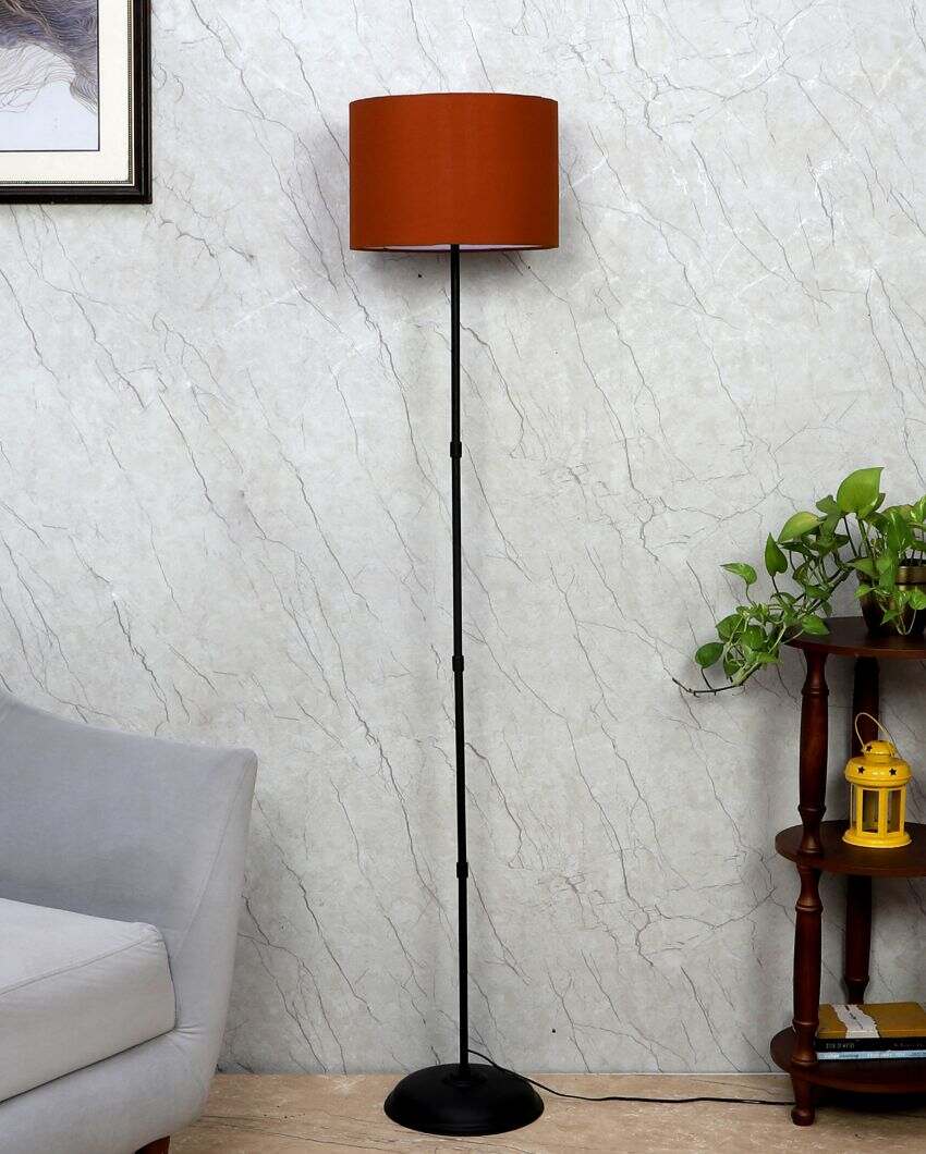 Elegant Design Foldable Iron Floor Lamp with Cotton Shade | Bulb Not Included | 12 x 57 inches