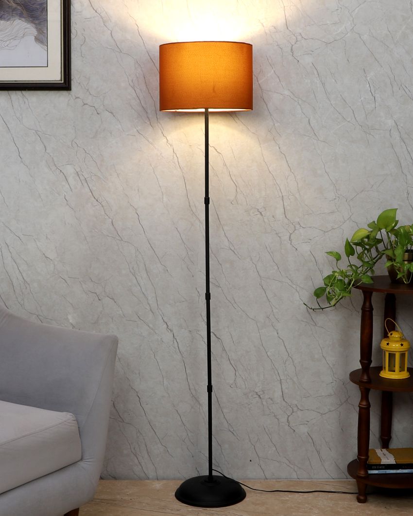 Elegant Design Foldable Iron Floor Lamp with Cotton Shade | Bulb Not Included | 12 x 57 inches