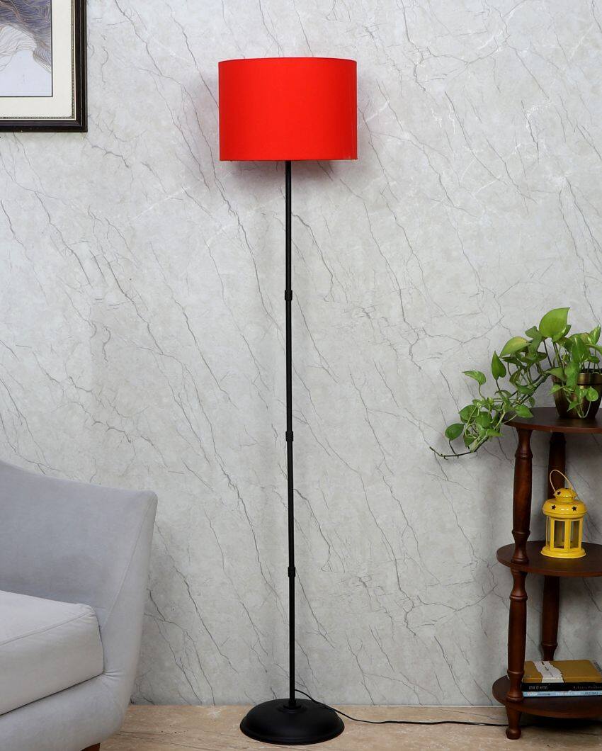 Elegant Design Foldable Iron Floor Lamp with Cotton Shade | Bulb Not Included | 12 x 57 inches