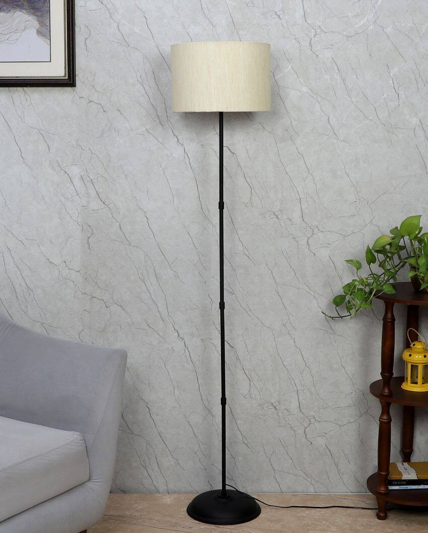 Elegant Design Foldable Iron Floor Lamp with Cotton Shade | Bulb Not Included | 12 x 57 inches