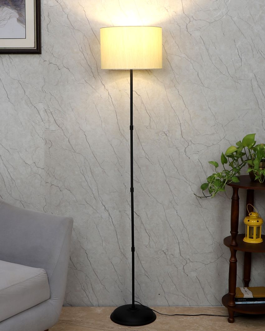 Elegant Design Foldable Iron Floor Lamp with Cotton Shade | Bulb Not Included | 12 x 57 inches