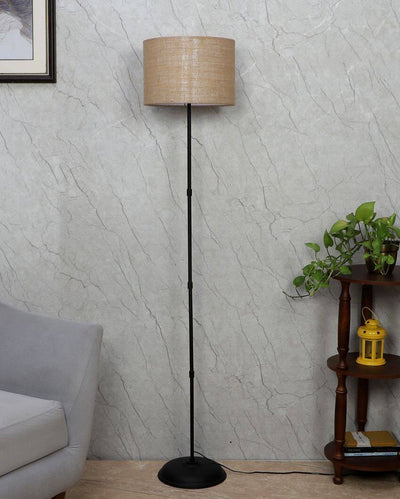 Tall Design Foldable Iron Floor Lamp with Jute Shade | Bulb Not Included | 12 x 57 inches