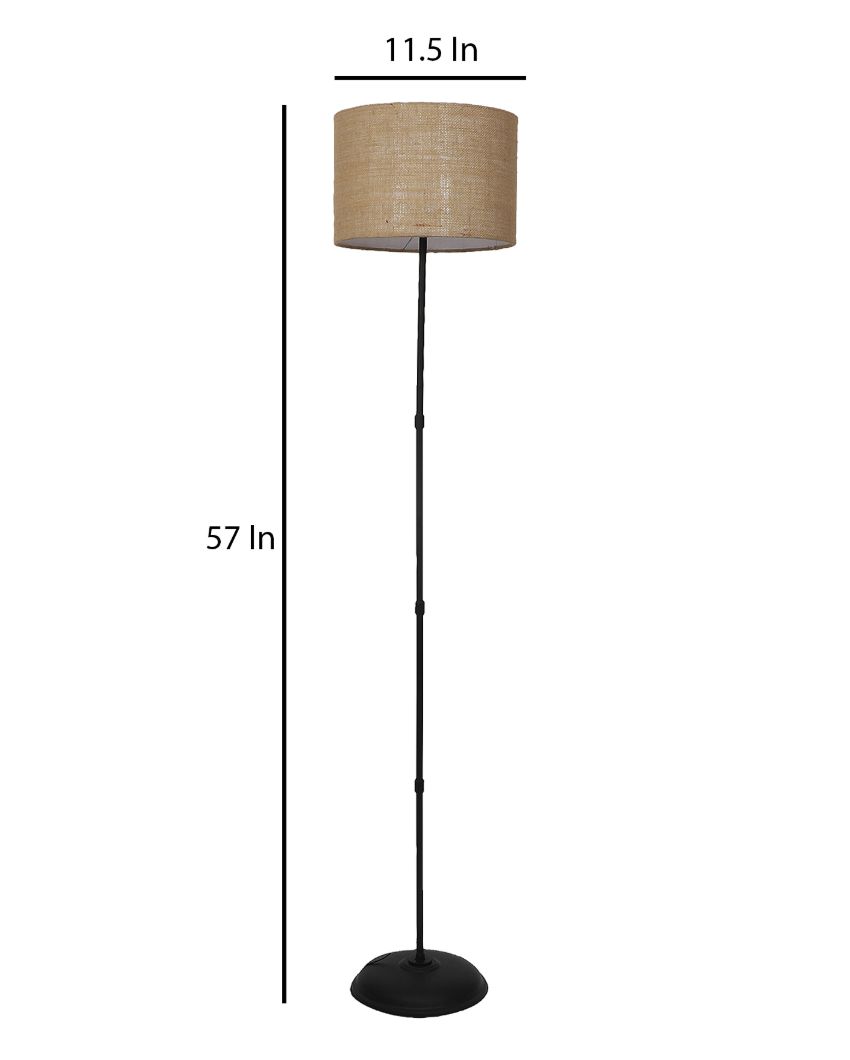 Tall Design Foldable Iron Floor Lamp with Jute Shade | Bulb Not Included | 12 x 57 inches