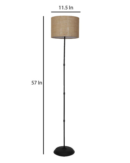 Tall Design Foldable Iron Floor Lamp with Jute Shade | Bulb Not Included | 12 x 57 inches