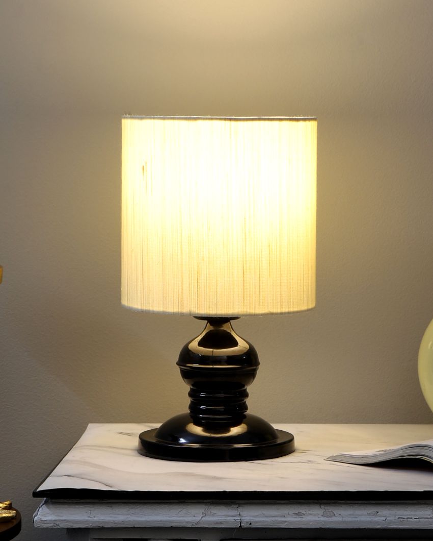 Decorative Iron Table Lamp with Cotton Shade | Bulb Not Included | 7 x 12 inches