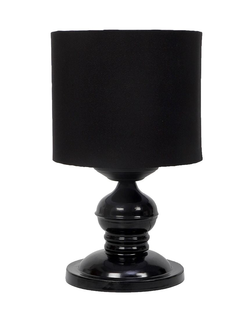 All Black Iron Table Lamp with Cotton Shade | Bulb Not Included | 7 x 12 inches