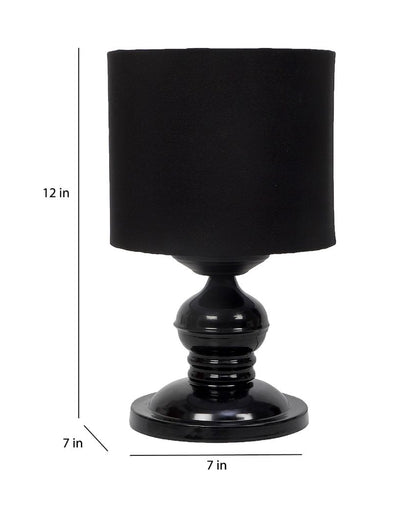 All Black Iron Table Lamp with Cotton Shade | Bulb Not Included | 7 x 12 inches