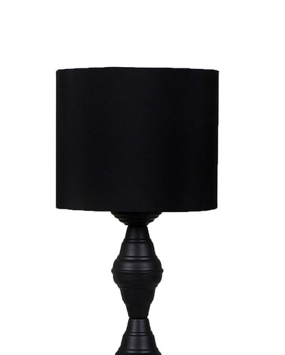 All Black Design Iron Table Lamp with Jute Shade | Bulb Not Included | 6 x 15 inches