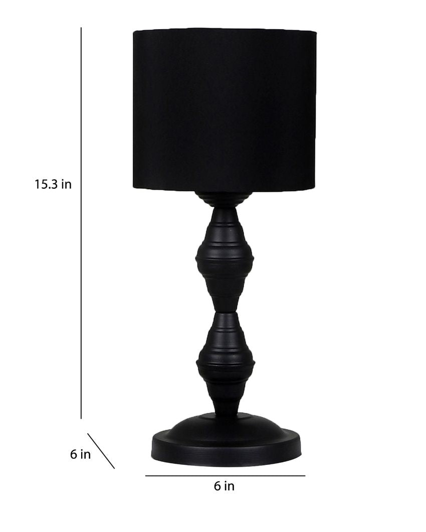 All Black Design Iron Table Lamp with Jute Shade | Bulb Not Included | 6 x 15 inches