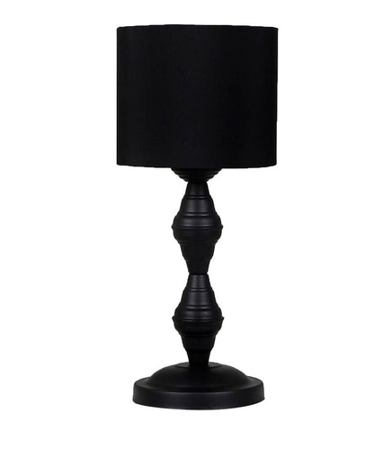 All Black Design Iron Table Lamp with Jute Shade | Bulb Not Included | 6 x 15 inches