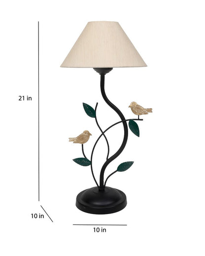 Elegant Design Iron Table Lamp with Cotton Shade | Bulb Not Included | 10 x 10 x 21 inches