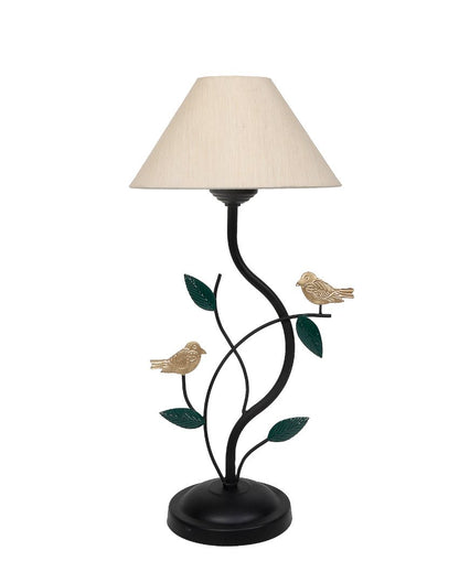 Elegant Design Iron Table Lamp with Cotton Shade | Bulb Not Included | 10 x 10 x 21 inches