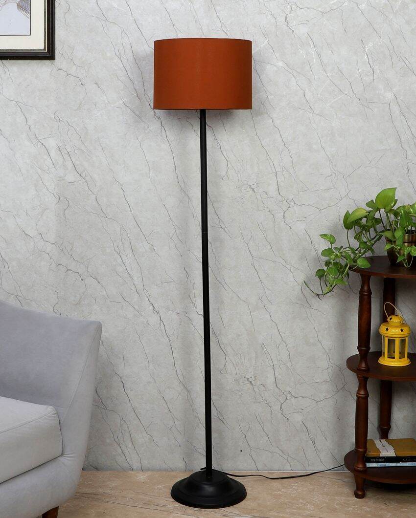 Lanky Design Foldable Iron Floor Lamp with Cotton Shade | Bulb Not Included | 12 x 57 inches