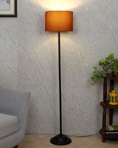 Lanky Design Foldable Iron Floor Lamp with Cotton Shade | Bulb Not Included | 12 x 57 inches