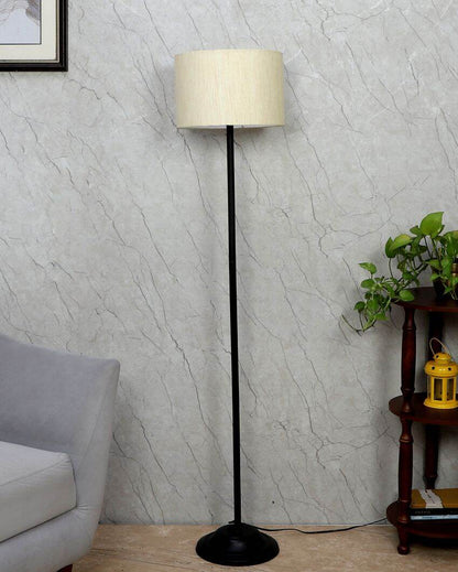 Lanky Design Foldable Iron Floor Lamp with Cotton Shade | Bulb Not Included | 12 x 57 inches