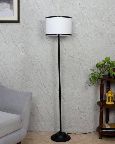 Sky-High Foldable Iron Floor Lamp with Cotton Shade | Bulb Not Included | 12 x 57 inches