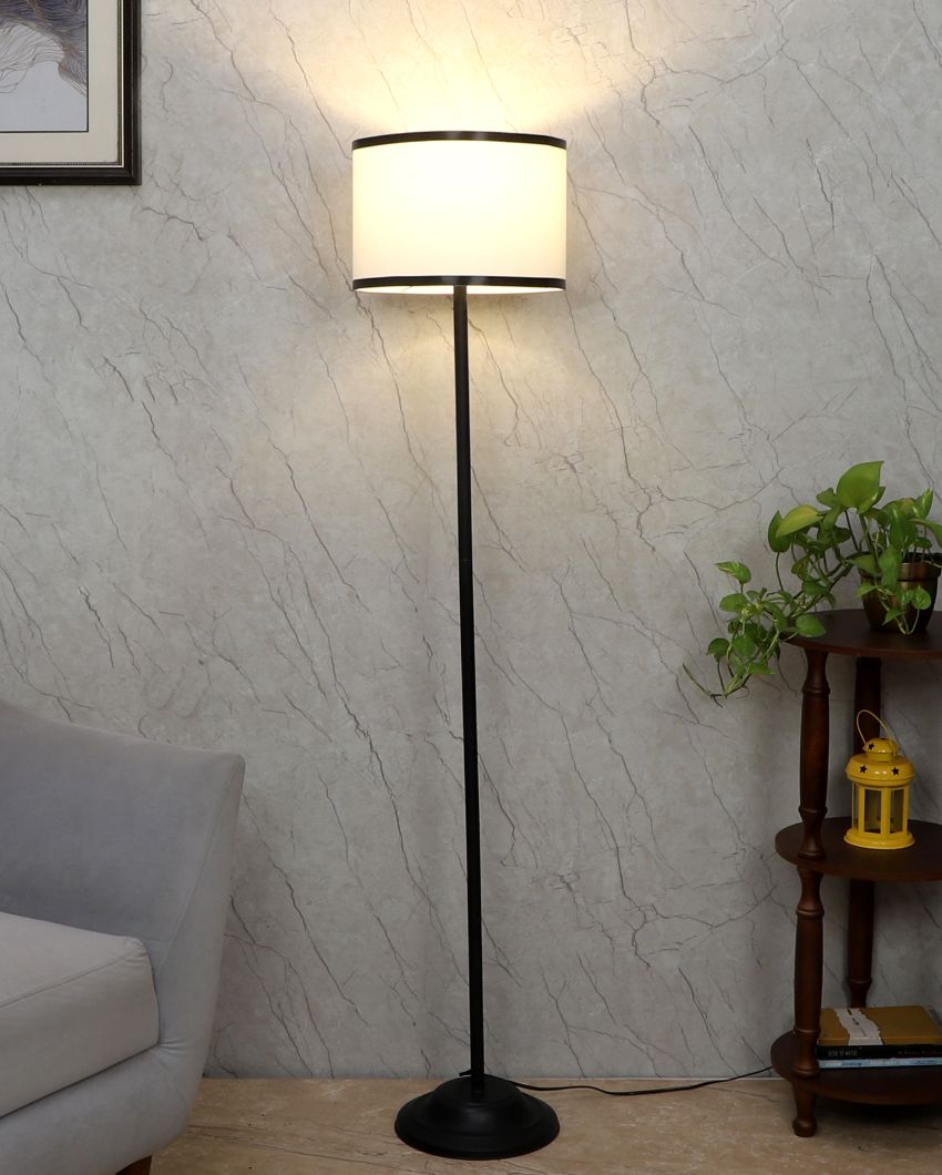 Sky-High Foldable Iron Floor Lamp with Cotton Shade | Bulb Not Included | 12 x 57 inches