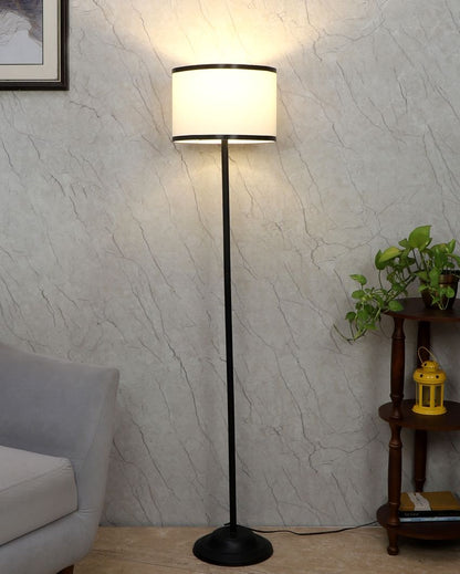 Sky-High Foldable Iron Floor Lamp with Cotton Shade | Bulb Not Included | 12 x 57 inches