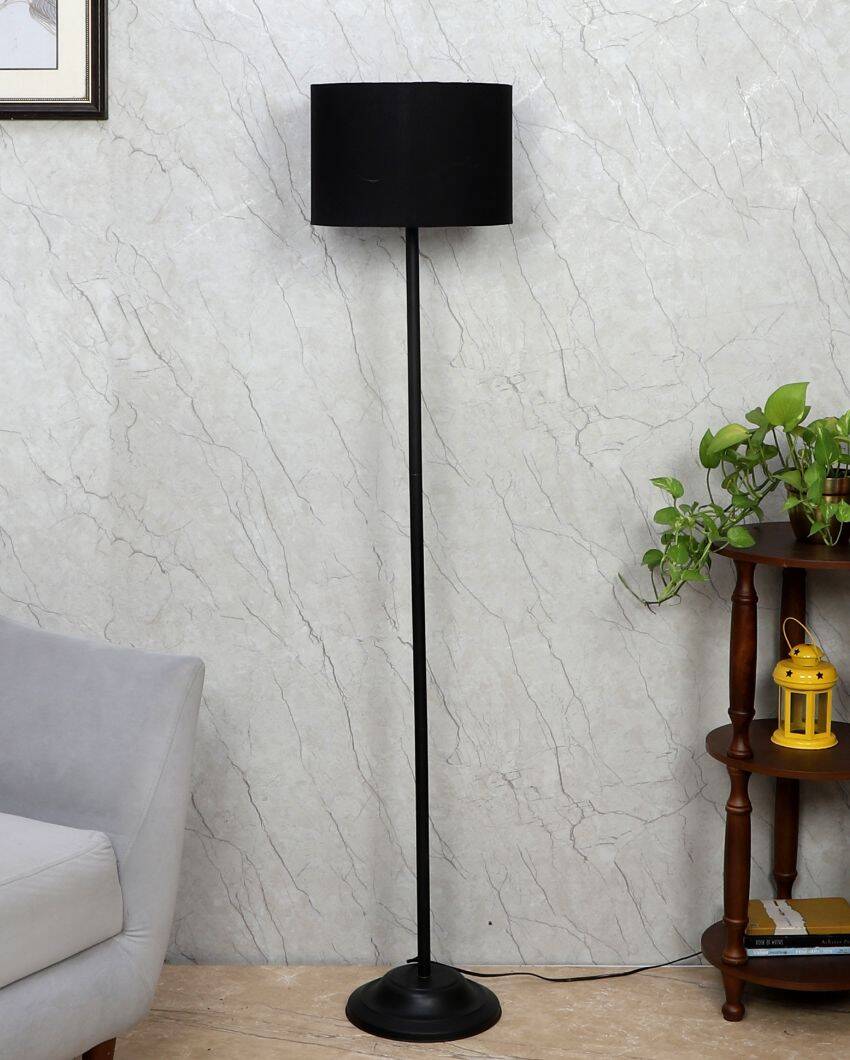 Lanky Design Foldable Iron Floor Lamp with Cotton Shade | Bulb Not Included | 12 x 57 inches