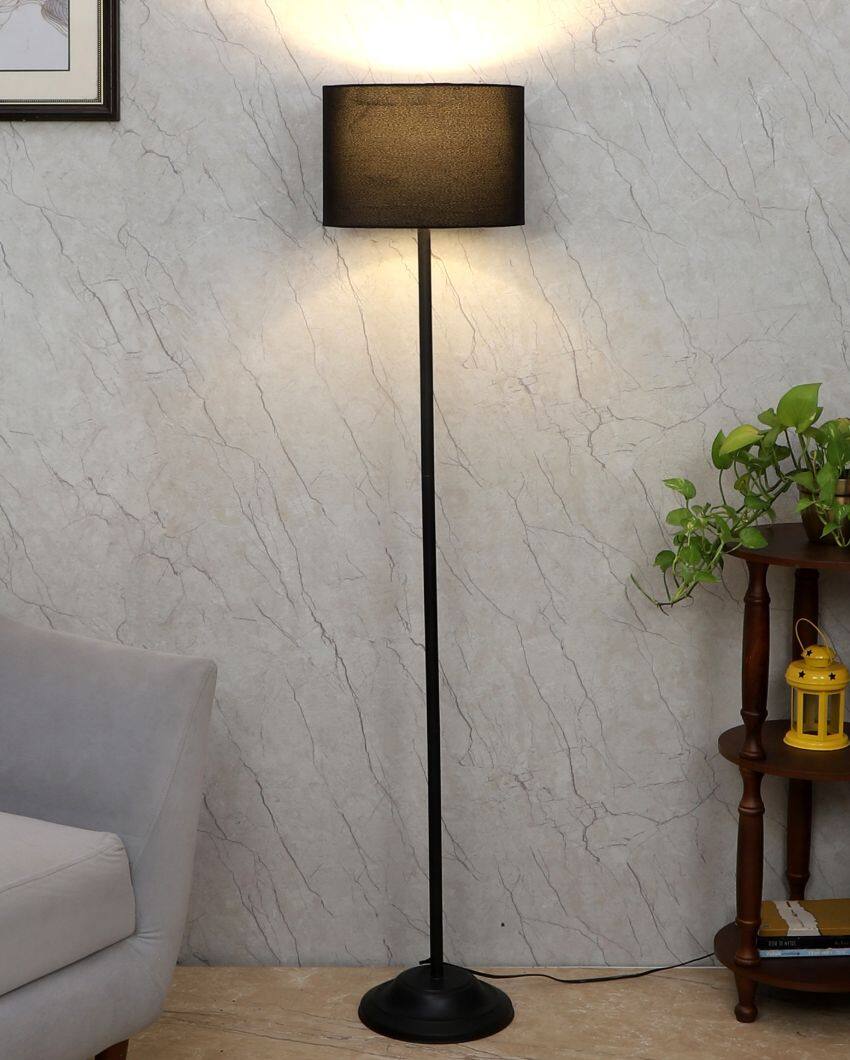 Lanky Design Foldable Iron Floor Lamp with Cotton Shade | Bulb Not Included | 12 x 57 inches