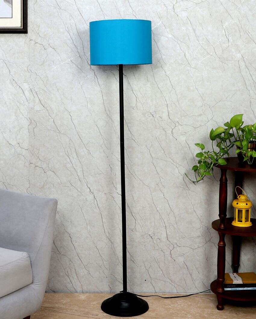 Lanky Design Foldable Iron Floor Lamp with Cotton Shade | Bulb Not Included | 12 x 57 inches