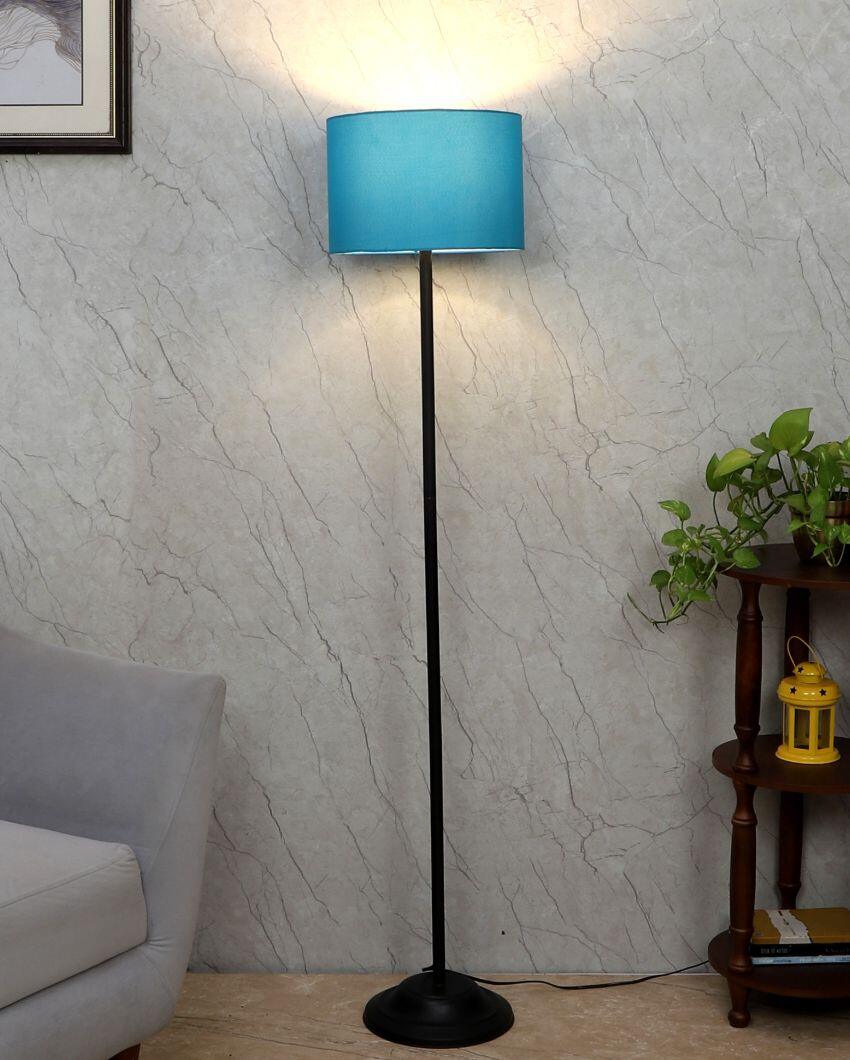 Lanky Design Foldable Iron Floor Lamp with Cotton Shade | Bulb Not Included | 12 x 57 inches