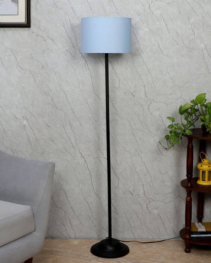 Lanky Design Foldable Iron Floor Lamp with Cotton Shade | Bulb Not Included | 12 x 57 inches