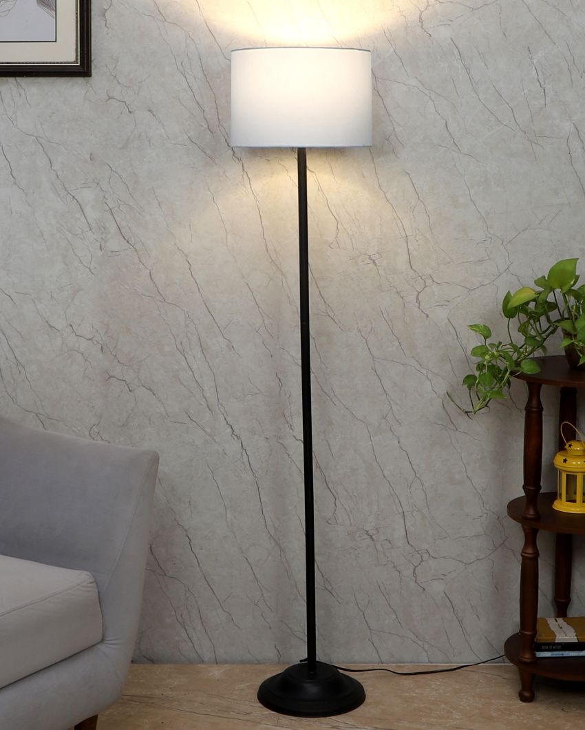 Lanky Design Foldable Iron Floor Lamp with Cotton Shade | Bulb Not Included | 12 x 57 inches