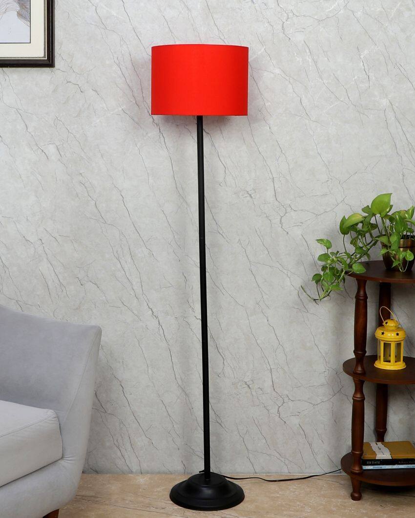 Lanky Design Foldable Iron Floor Lamp with Cotton Shade | Bulb Not Included | 12 x 57 inches