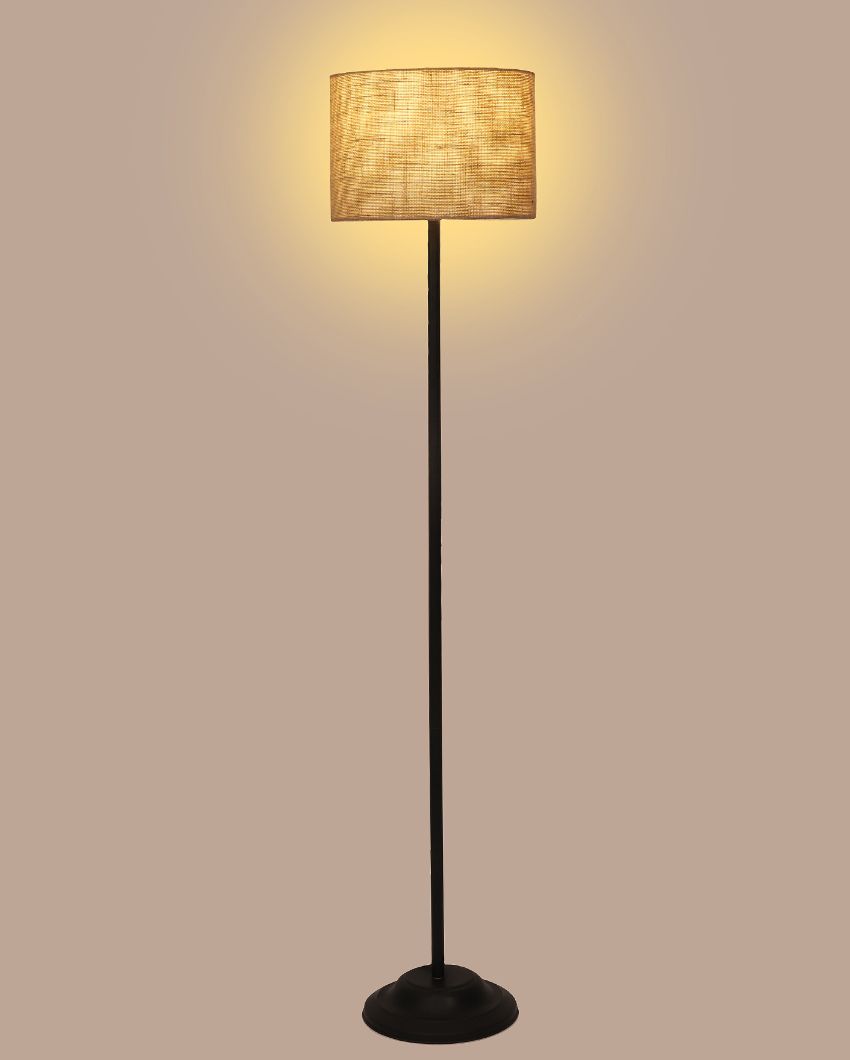 Elevated Foldable Design Iron Floor Lamp with Jute Shade | Bulb Not Included | 12 x 57 inches