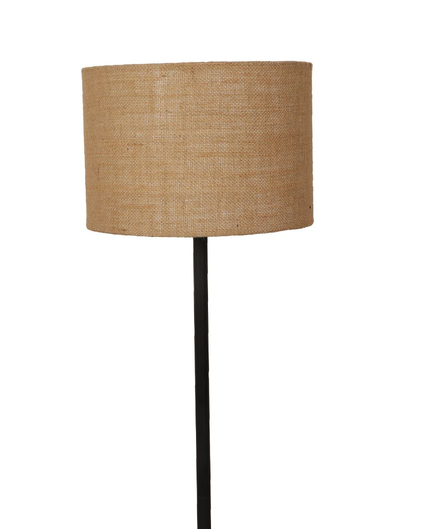 Elevated Foldable Design Iron Floor Lamp with Jute Shade | Bulb Not Included | 12 x 57 inches