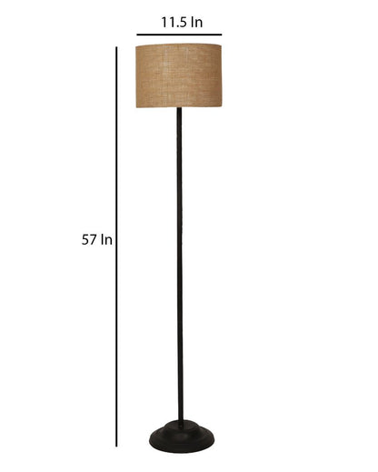 Elevated Foldable Design Iron Floor Lamp with Jute Shade | Bulb Not Included | 12 x 57 inches