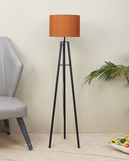 Tripod Design Foldable Iron Floor Lamp with Cotton Shade | Bulb Not Included | 12 x 12 x 50 inches