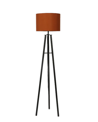 Tripod Design Foldable Iron Floor Lamp with Cotton Shade | Bulb Not Included | 12 x 12 x 50 inches