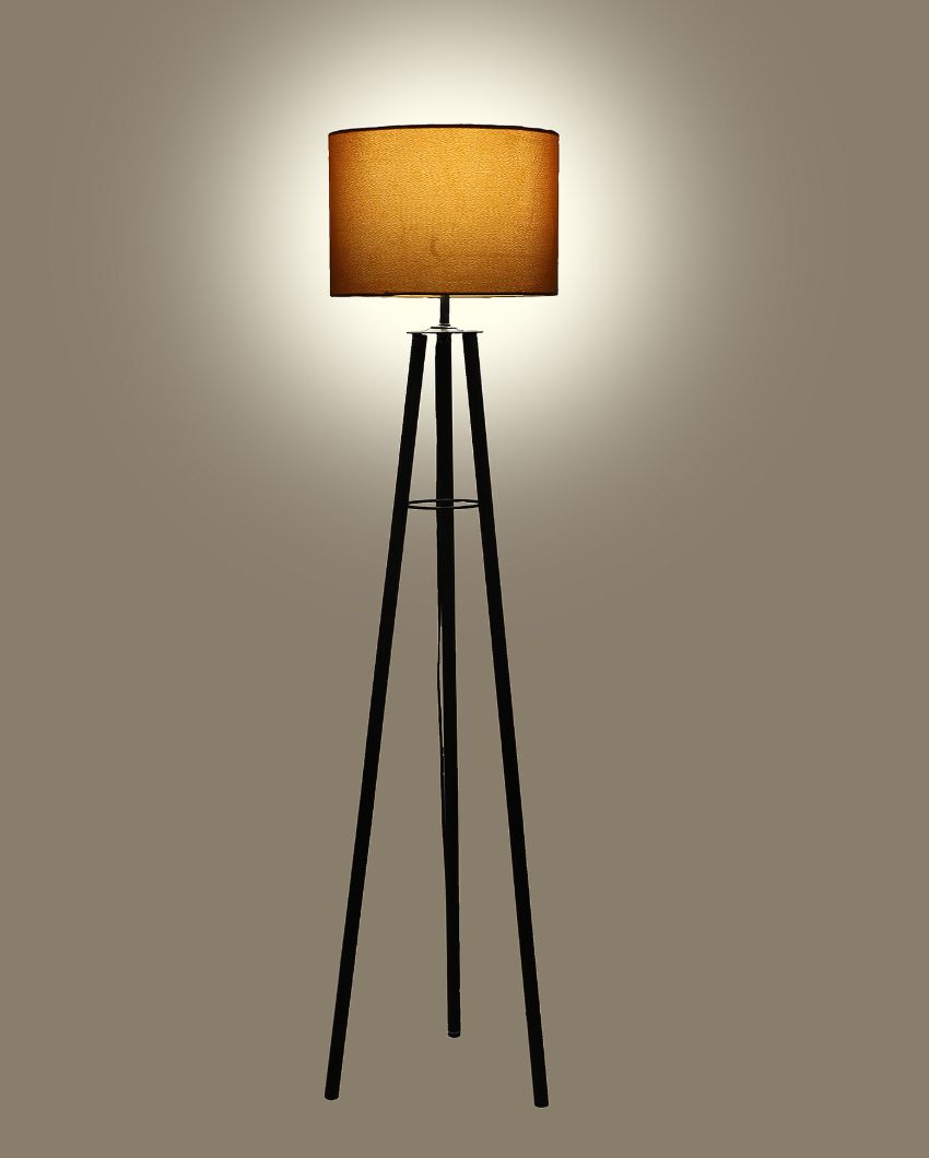 Tripod Design Foldable Iron Floor Lamp with Cotton Shade | Bulb Not Included | 12 x 12 x 50 inches