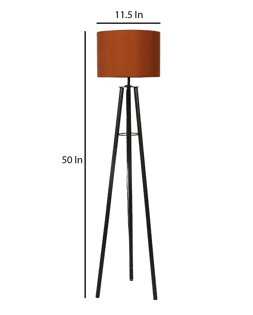 Tripod Design Foldable Iron Floor Lamp with Cotton Shade | Bulb Not Included | 12 x 12 x 50 inches