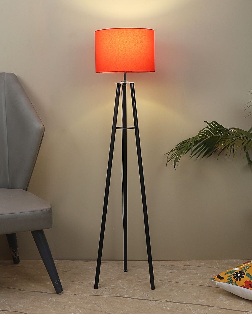 Tripod Design Foldable Iron Floor Lamp with Cotton Shade | Bulb Not Included | 12 x 12 x 50 inches