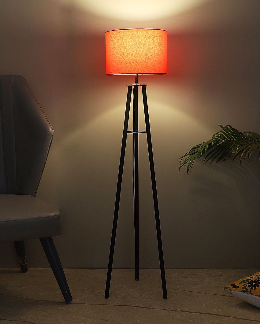 Tripod Design Foldable Iron Floor Lamp with Cotton Shade | Bulb Not Included | 12 x 12 x 50 inches