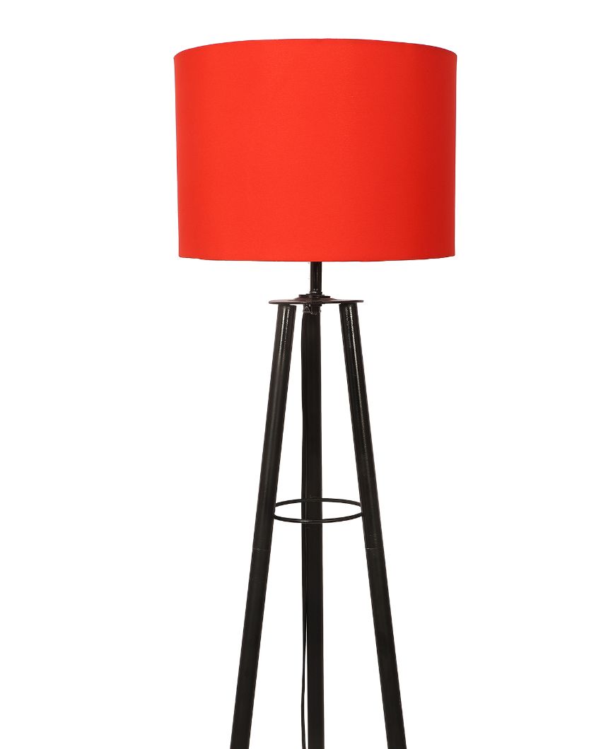 Tripod Design Foldable Iron Floor Lamp with Cotton Shade | Bulb Not Included | 12 x 12 x 50 inches