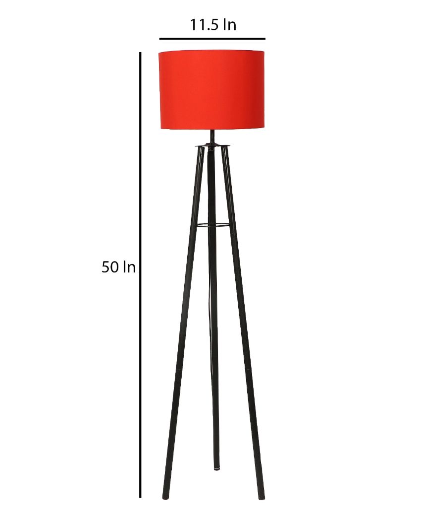 Tripod Design Foldable Iron Floor Lamp with Cotton Shade | Bulb Not Included | 12 x 12 x 50 inches