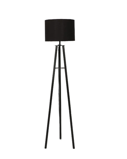 Tripod Design Foldable Iron Floor Lamp with Cotton Shade | Bulb Not Included | 12 x 12 x 50 inches