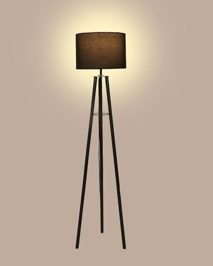 Tripod Design Foldable Iron Floor Lamp with Cotton Shade | Bulb Not Included | 12 x 12 x 50 inches