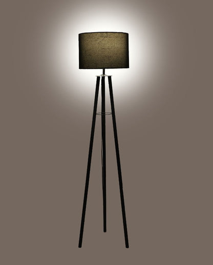 Tripod Design Foldable Iron Floor Lamp with Cotton Shade | Bulb Not Included | 12 x 12 x 50 inches