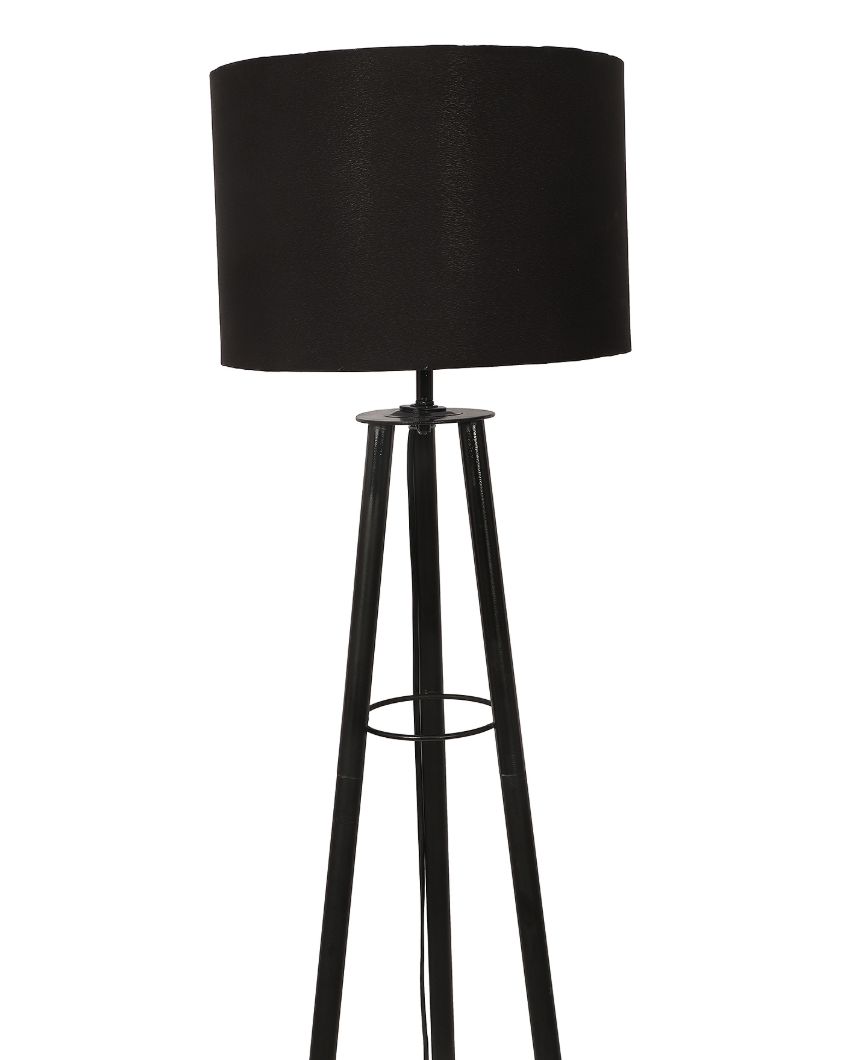 Tripod Design Foldable Iron Floor Lamp with Cotton Shade | Bulb Not Included | 12 x 12 x 50 inches