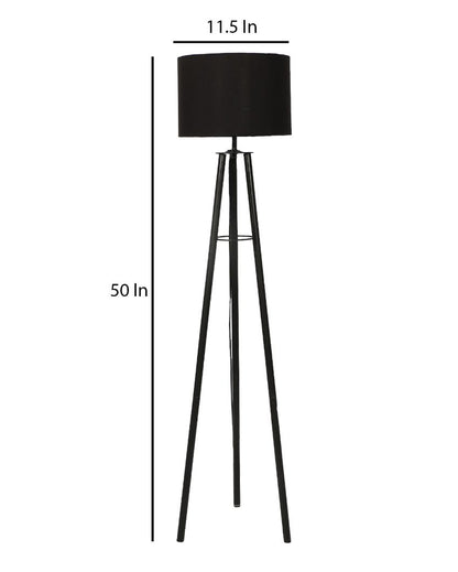 Tripod Design Foldable Iron Floor Lamp with Cotton Shade | Bulb Not Included | 12 x 12 x 50 inches