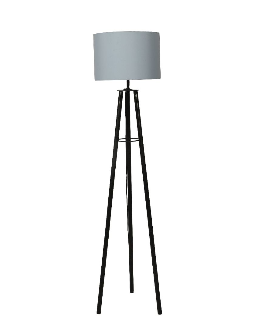 Tripod Design Foldable Iron Floor Lamp with Cotton Shade | Bulb Not Included | 12 x 12 x 50 inches