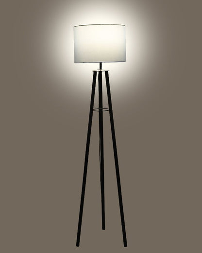 Tripod Design Foldable Iron Floor Lamp with Cotton Shade | Bulb Not Included | 12 x 12 x 50 inches