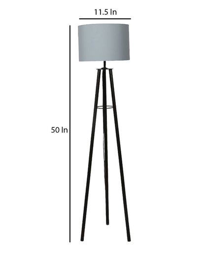 Tripod Design Foldable Iron Floor Lamp with Cotton Shade | Bulb Not Included | 12 x 12 x 50 inches